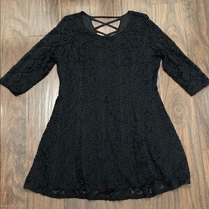 Maurices Black Lace A-Line Dress with Crisscross Back